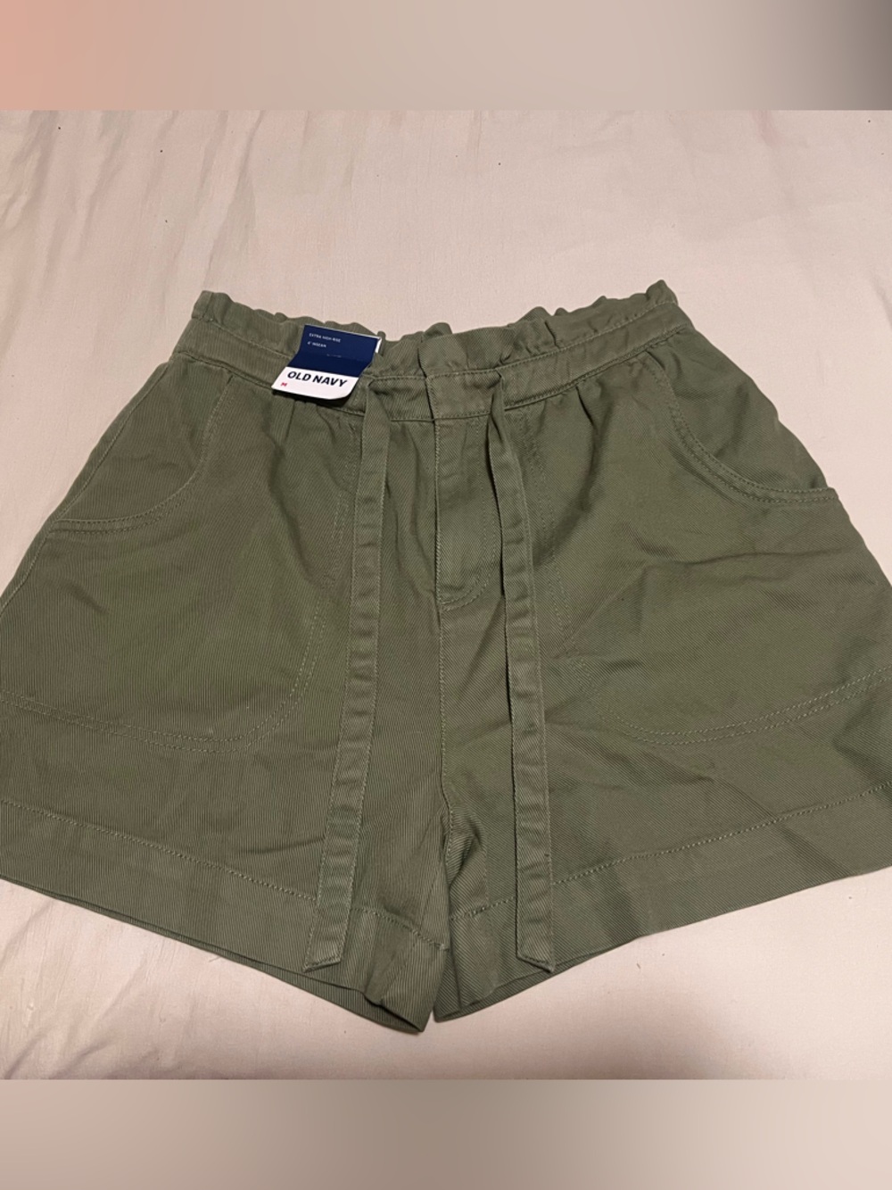 Old Navy Olive High-Waist Utility Shorts
